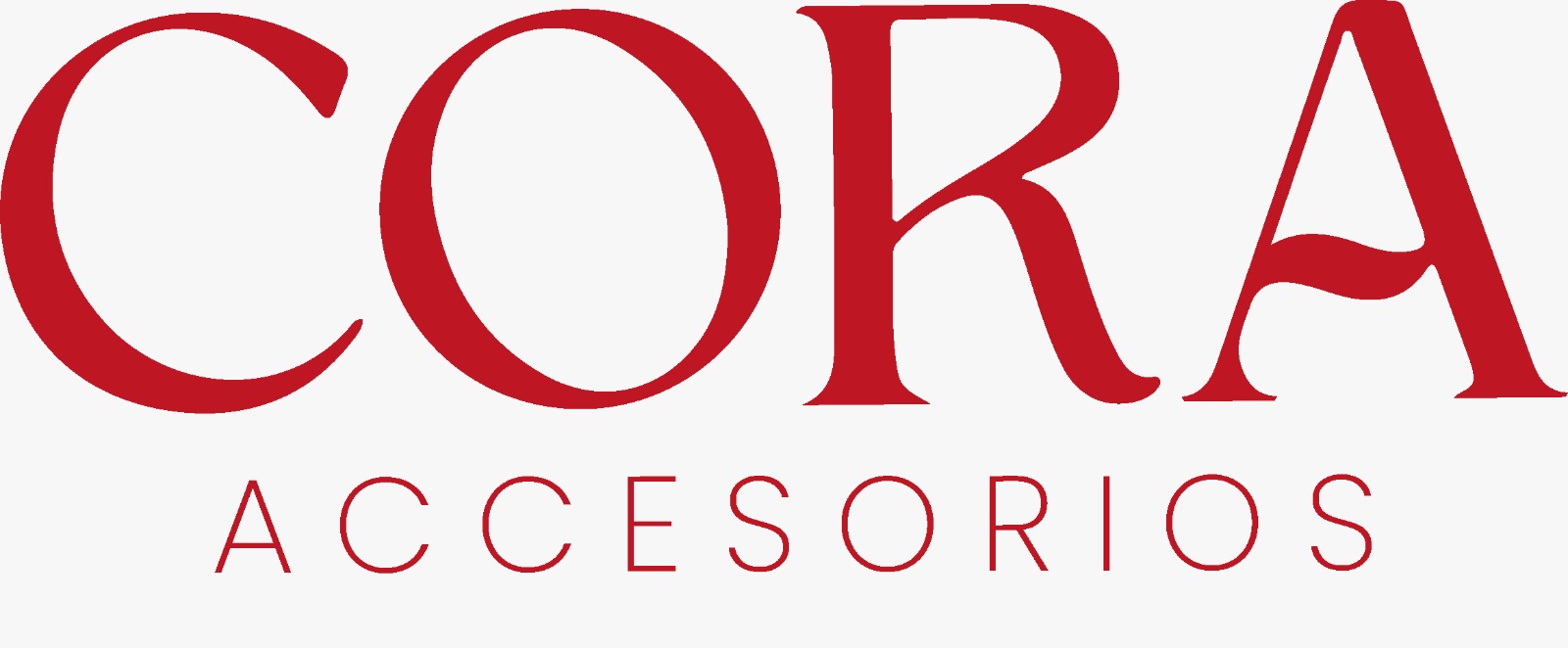 Logo anterior de CORA Accesorios: tipografía serif rojo sobre cream