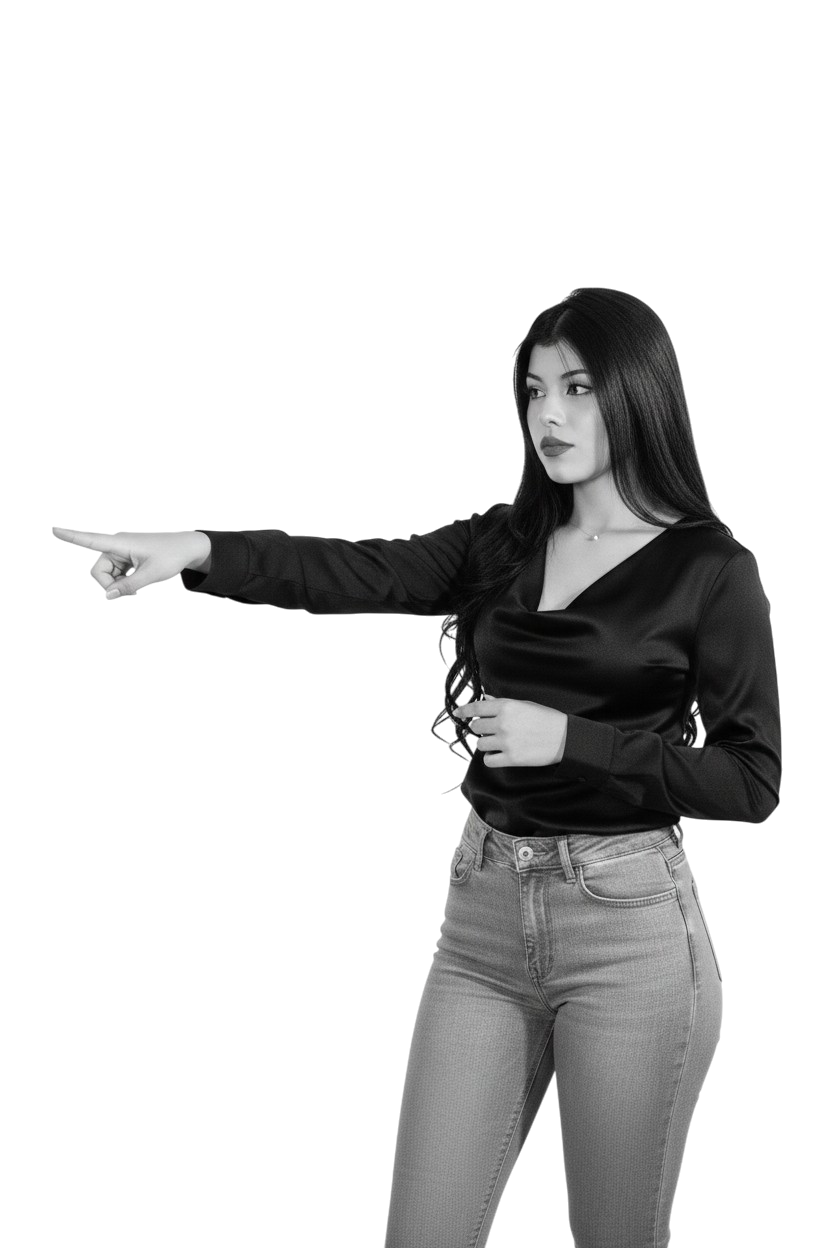Paula señalando el resultado del proyecto